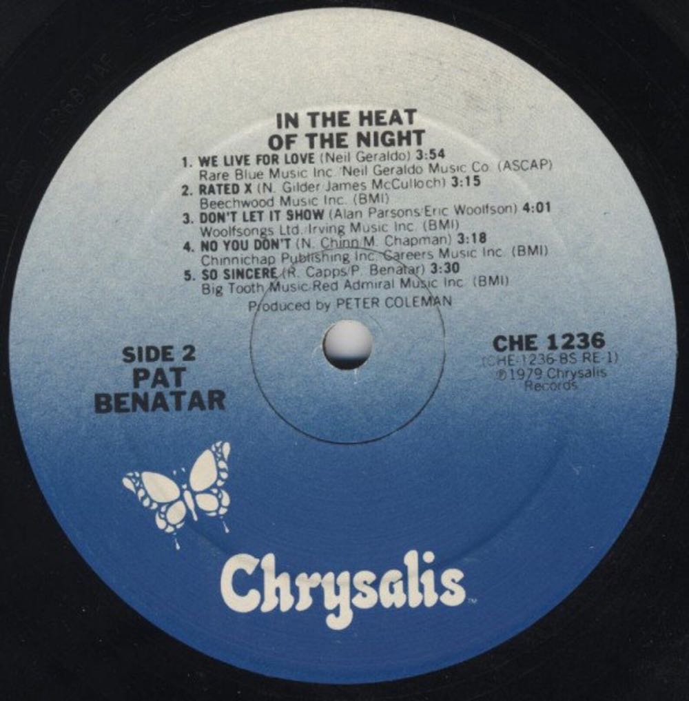 In The Heat Of The Night - Benatar, Pat (12” - 3820) music collectible [Barcode 075585123611] - Main Image 4