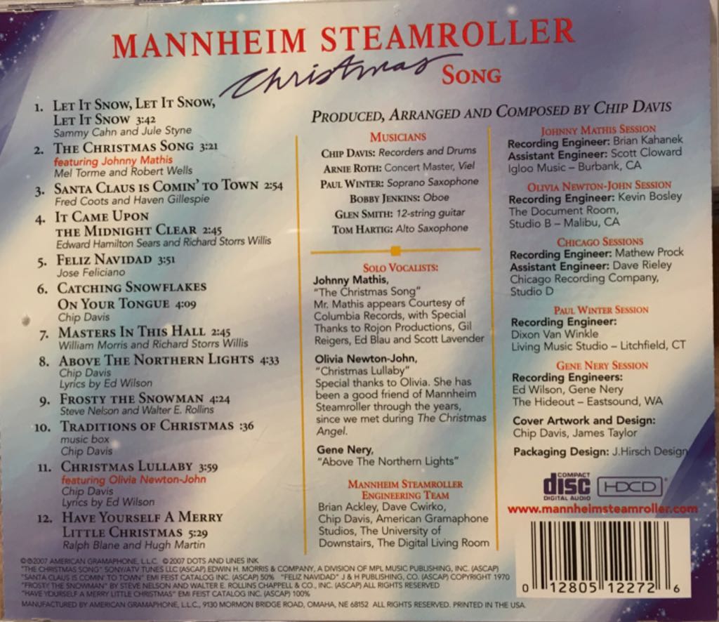 Christmas Song - Mannheim Steamroller (CD - 5233) music collectible [Barcode 012805122726] - Main Image 2