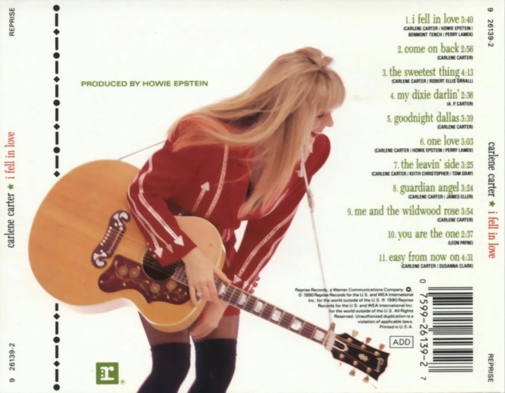 I Fell In Love - Carlene Carter (CD) music collectible [Barcode 075992613927] - Main Image 2