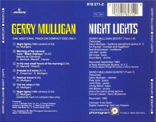Night Lights - Gerry Mulligan (CD - 34) music collectible [Barcode 042281827129] - Main Image 2