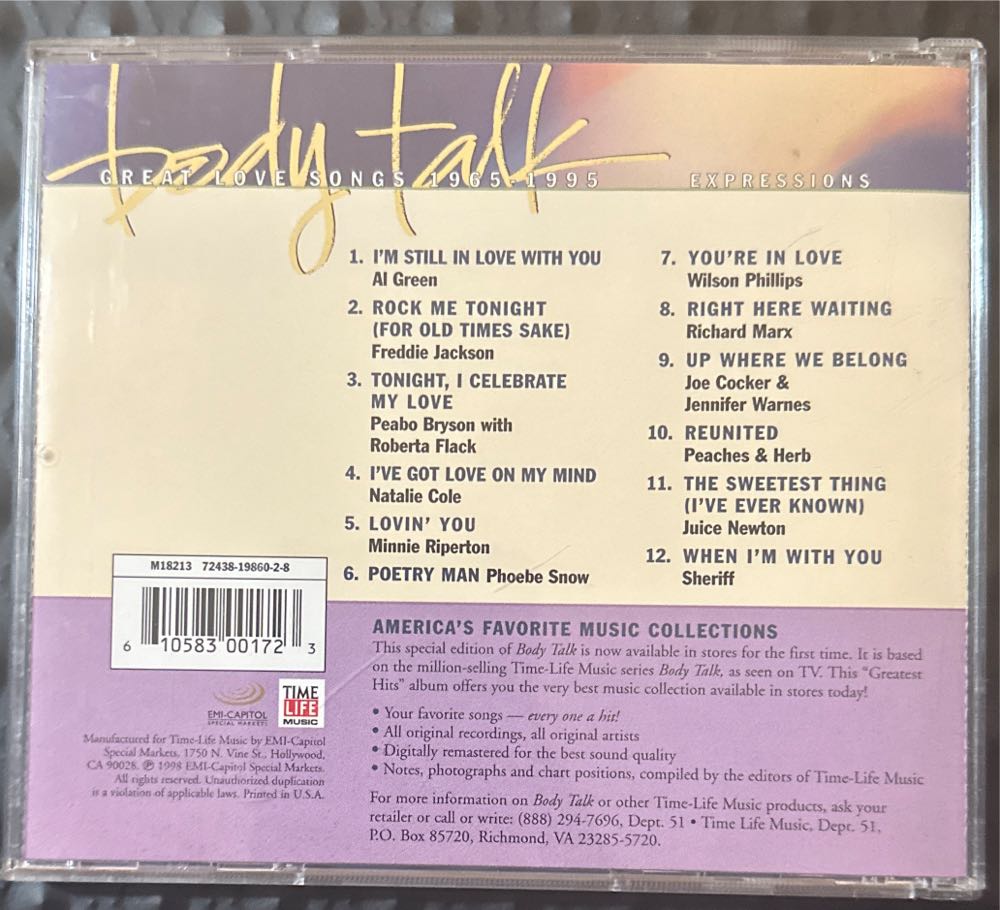 Body Talk: Great Love Songs 1965 - 1995 - Expressions - Body Talk - Various Artists (CD) music collectible [Barcode 610583001723] - Main Image 2