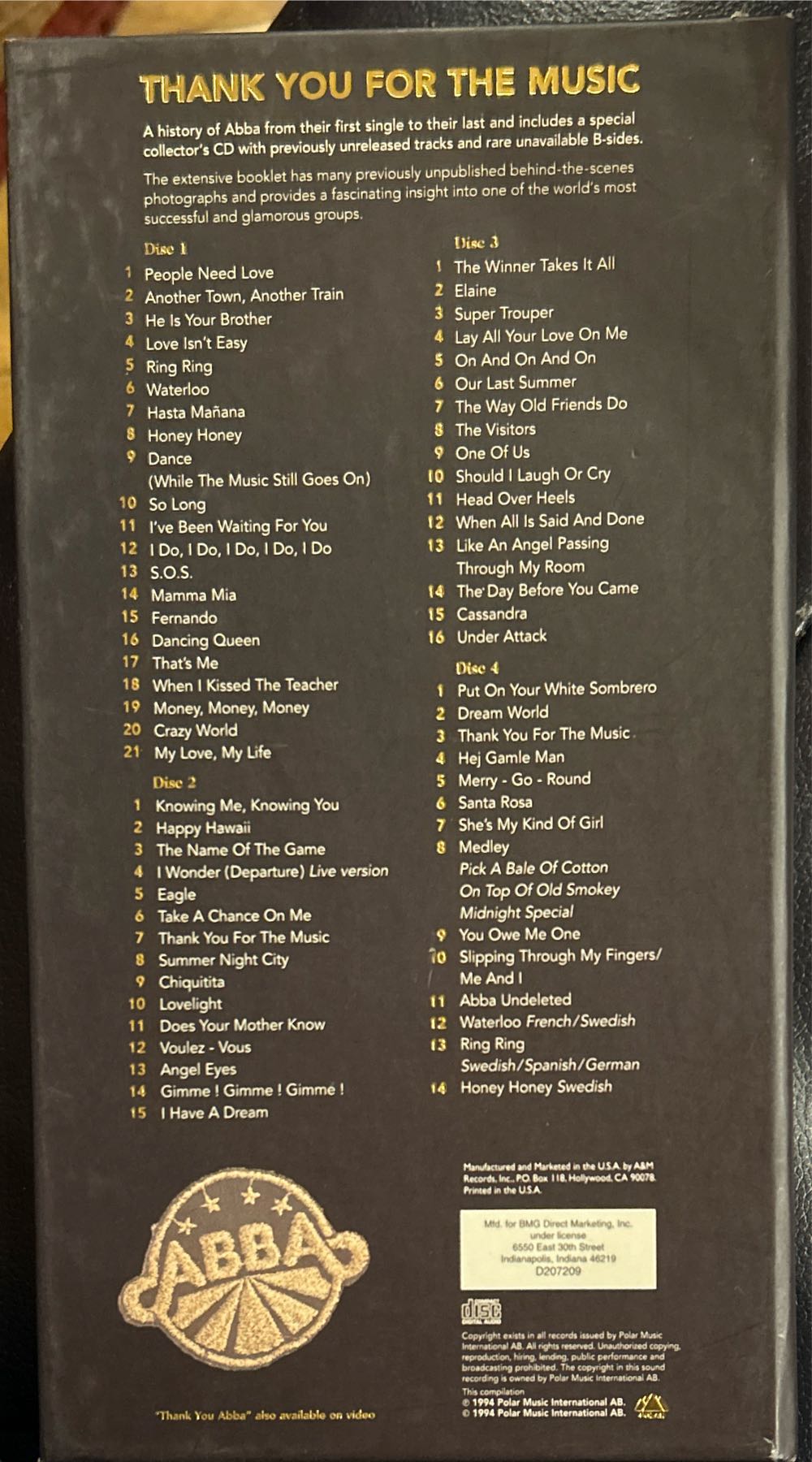 Thank You For The Music - ABBA (CD) music collectible [Barcode 0731452347220] - Main Image 2