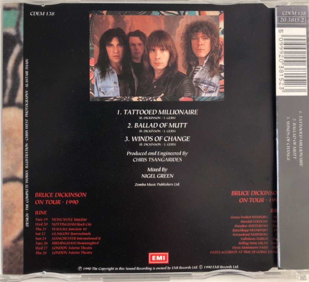 Tattooed Millionaire - Bruce Dickinson (CD) music collectible [Barcode 5099920381523] - Main Image 2
