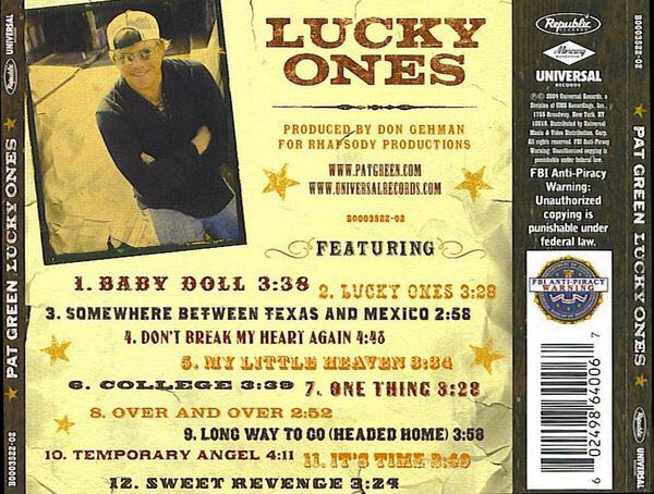 Lucky Ones - Pat Green (CD) music collectible - Main Image 2