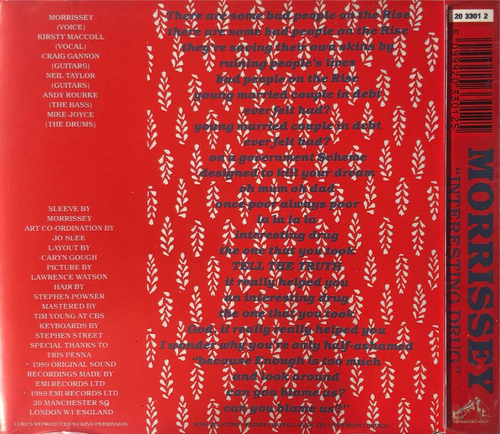 Interesting Drug (UK CD Single) - Morrissey (CD) music collectible [Barcode 5099920330125] - Main Image 2