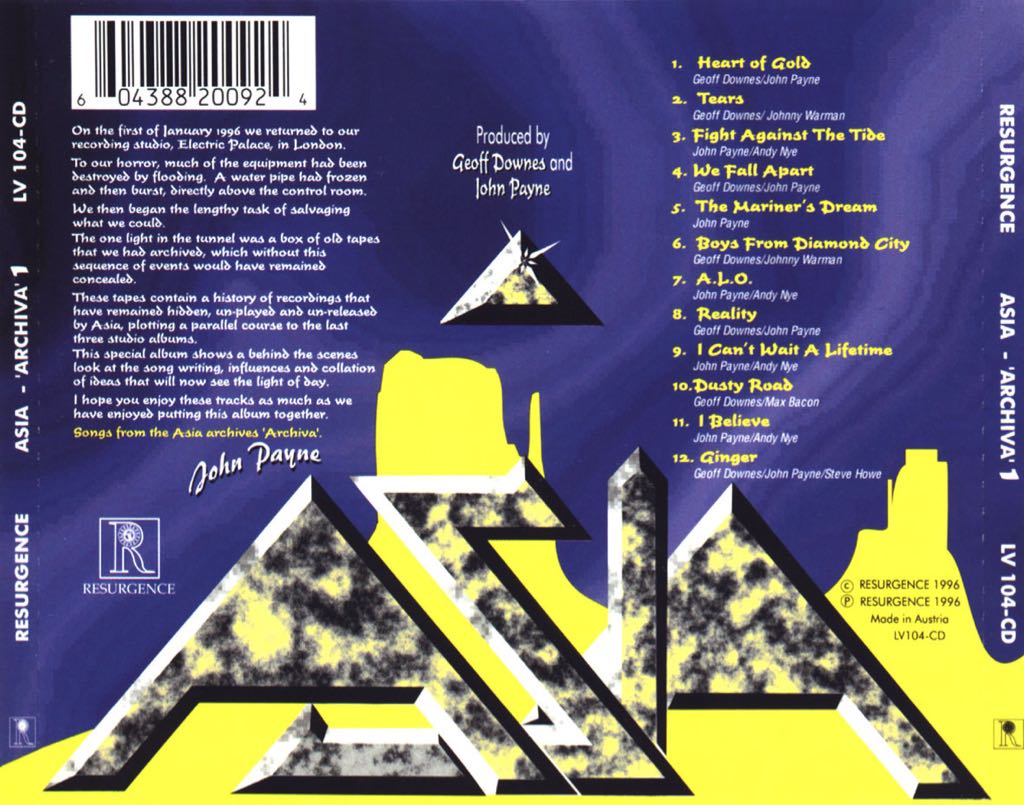 Archiva 1 - Asia (CD - 50) music collectible [Barcode 604388200924] - Main Image 2