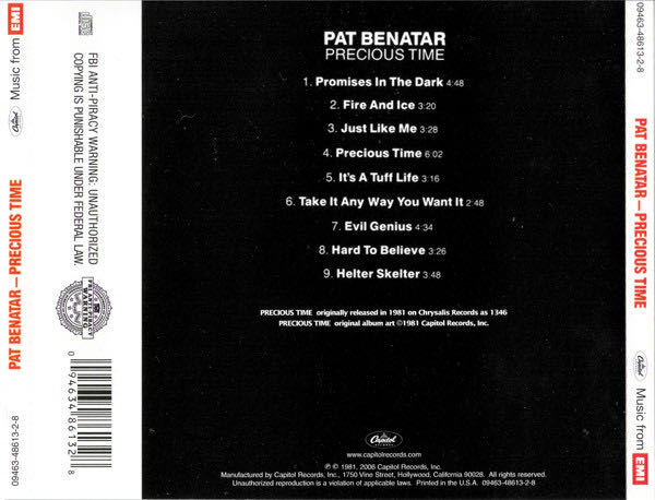 Precious Time - Pat Benatar (CD - 35) music collectible [Barcode 094634861328] - Main Image 2