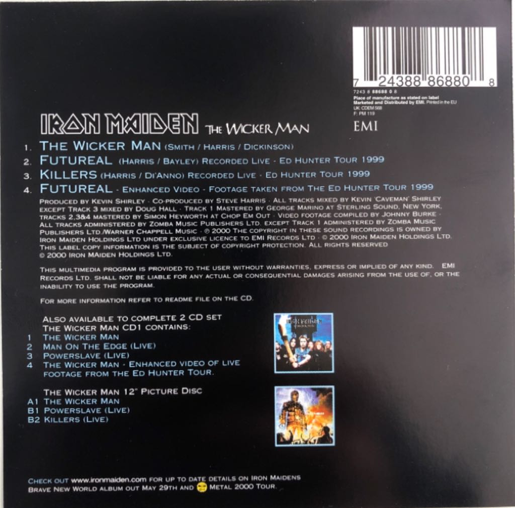 The Wicker Man - Iron Maiden (CD - 13) music collectible [Barcode 724388868808] - Main Image 2