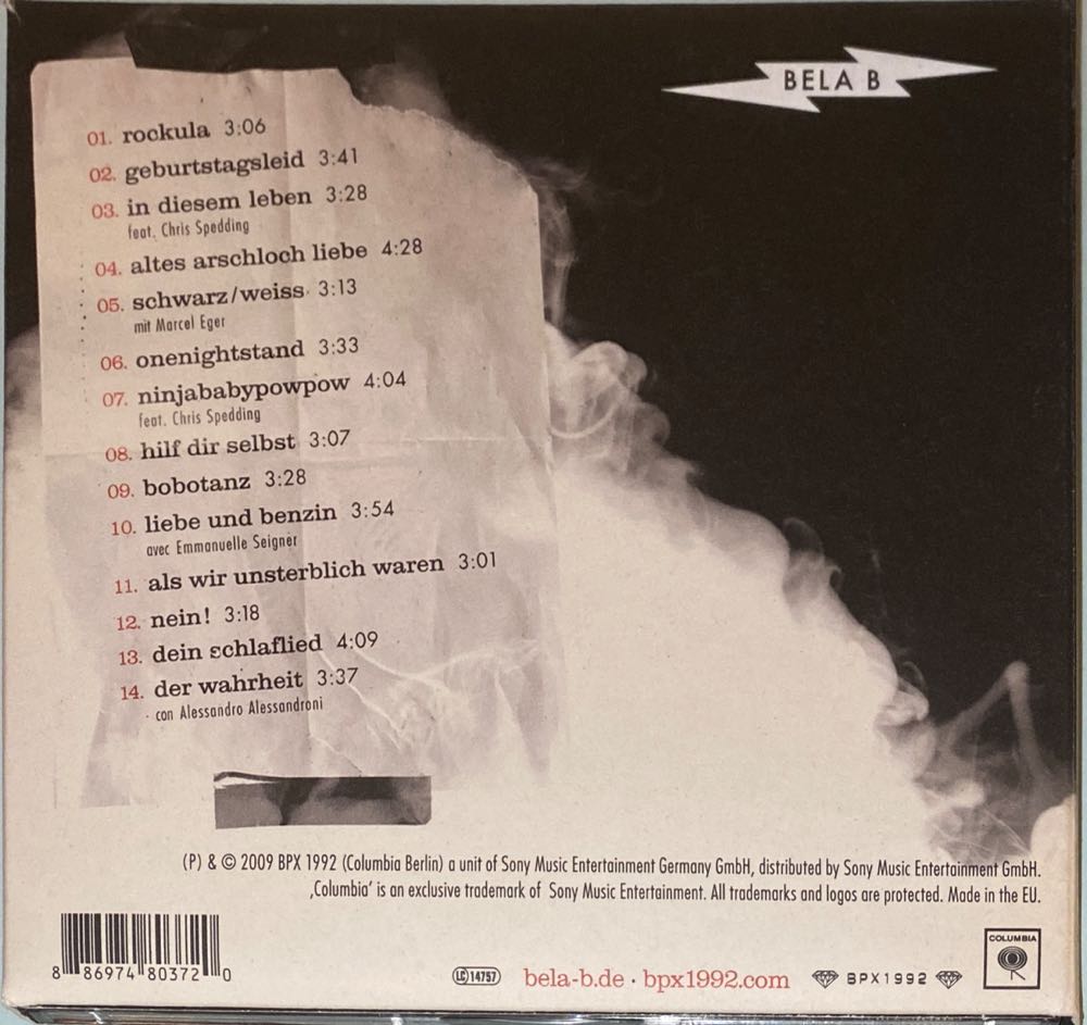 Code B - Bela B. (CD) music collectible [Barcode 886974803720] - Main Image 2