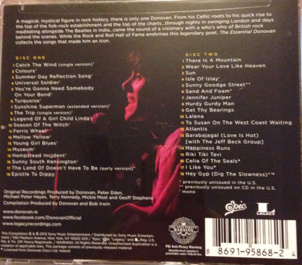 Essential Donovan, The - Donovan (CD - 95) music collectible [Barcode 886919586824] - Main Image 2