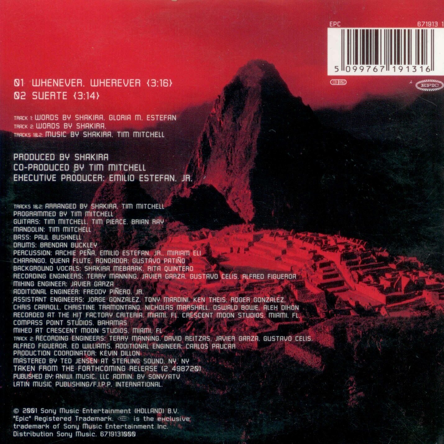 Whenever Wherever - Shakira (CD) music collectible [Barcode 5099767191316] - Main Image 2