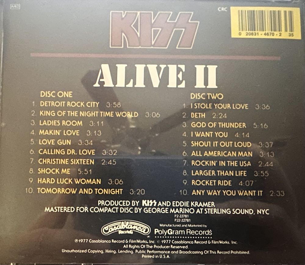 KISS: Alive II - Kiss (CD) music collectible [Barcode 020831467025] - Main Image 4
