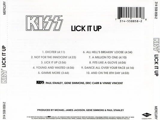 #11 Lick It Up - Kiss (CD - 41) music collectible [Barcode 731455885828] - Main Image 2