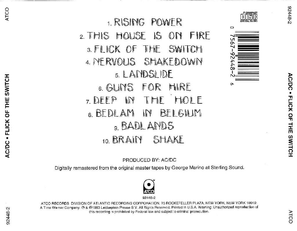 Flick Of The Switch - AC/DC (12” - 3702) music collectible [Barcode 015612010019] - Main Image 2