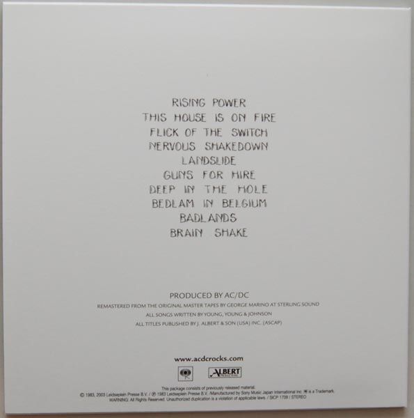 Flick Of The Switch - AC/DC (CD) music collectible [Barcode 9397603365829] - Main Image 2