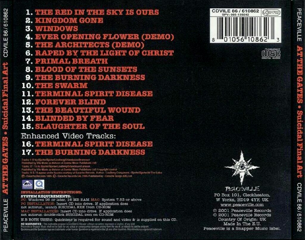 Suicidal Final Art - At The Gates (CD) music collectible [Barcode 801056708625] - Main Image 2