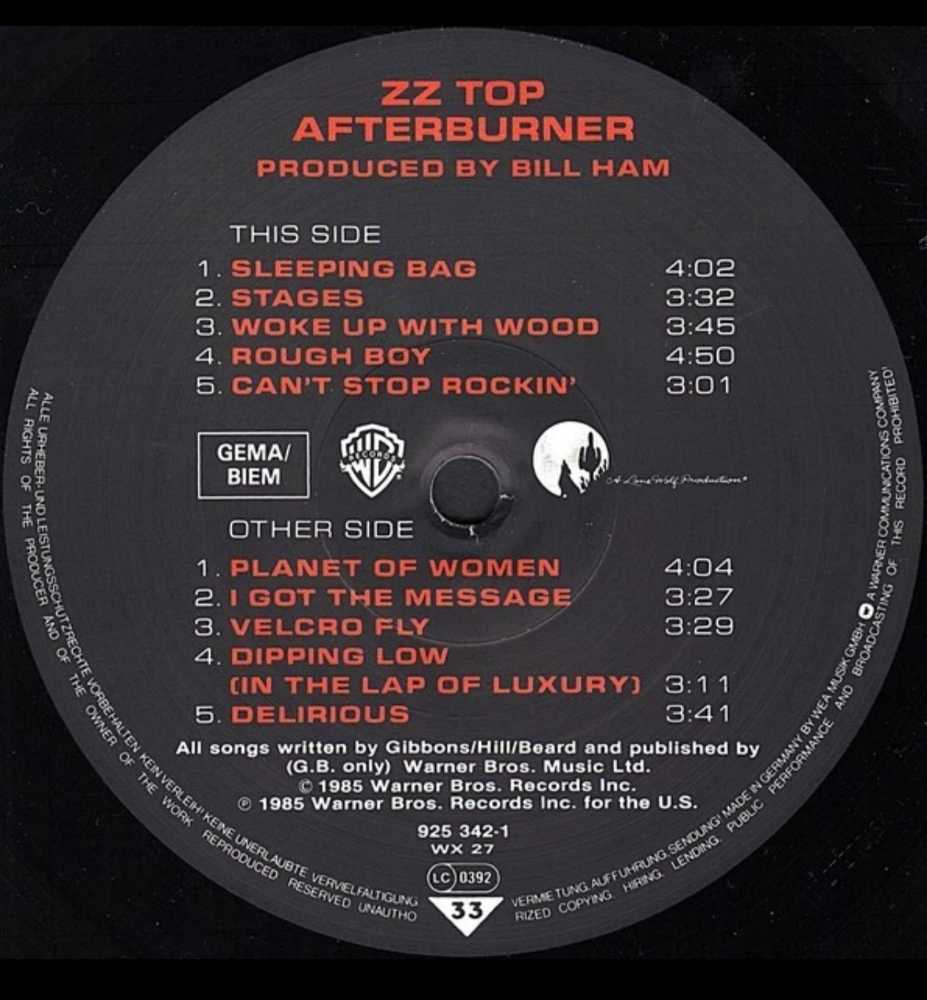 Afterburner - ZZ Top (12” - 3736) music collectible [Barcode 075992534215] - Main Image 3
