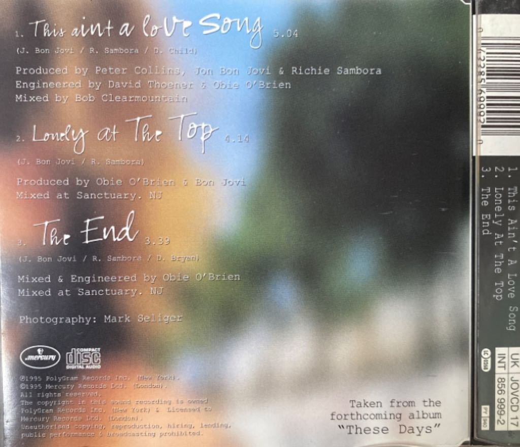 This Aint A Love Song - Bon Jovi (CD) music collectible [Barcode 042285699920] - Main Image 2