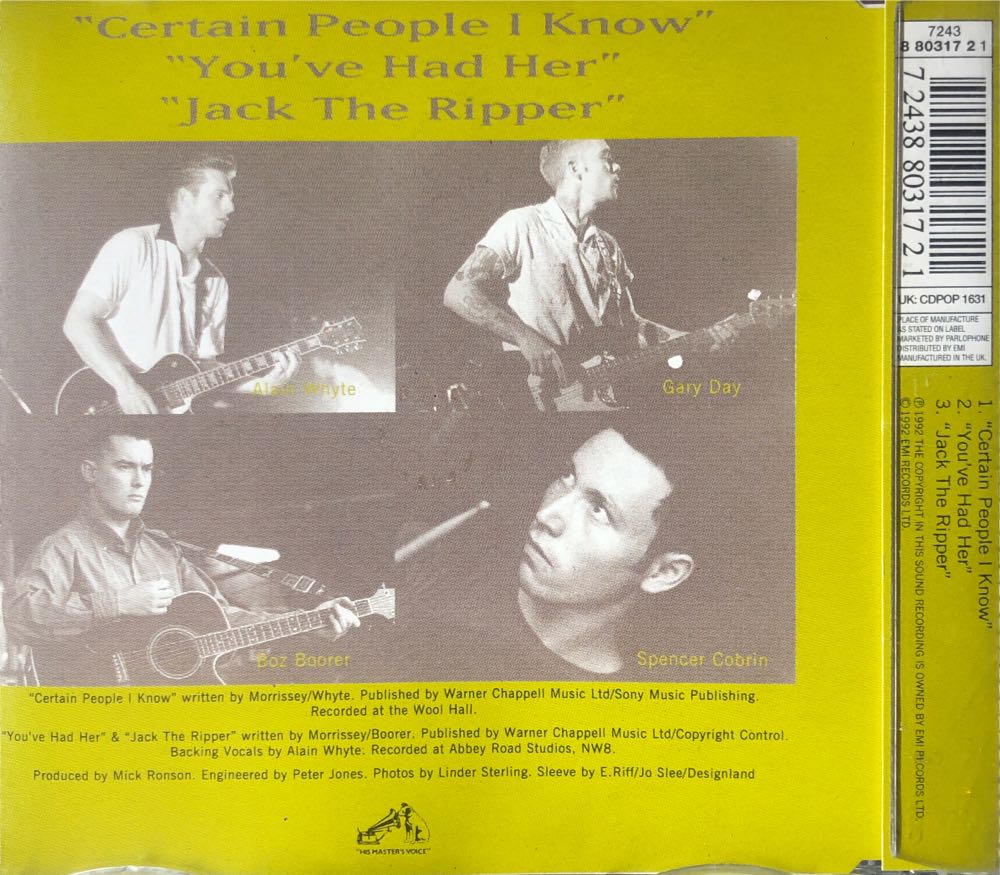 Certain People I Know (UK CD Single) - Morrissey (CD) music collectible [Barcode 724388031721] - Main Image 2