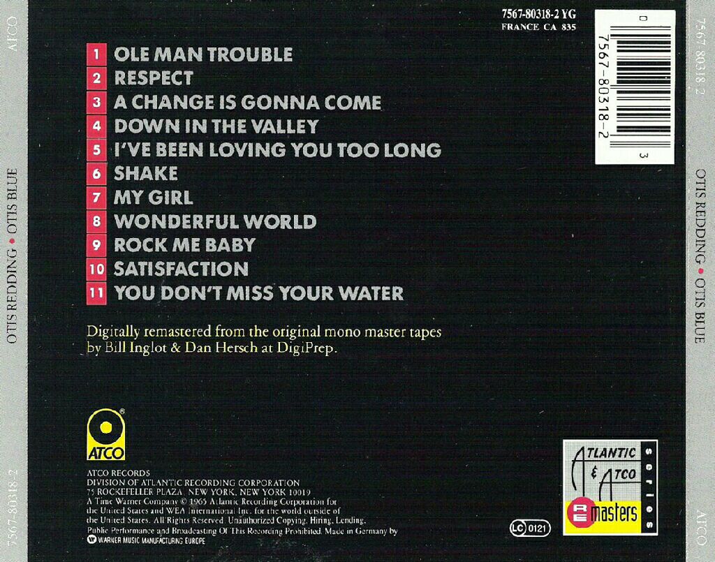 Otis Blue - Redding, Otis (CD - 33) music collectible [Barcode 015612031823] - Main Image 2
