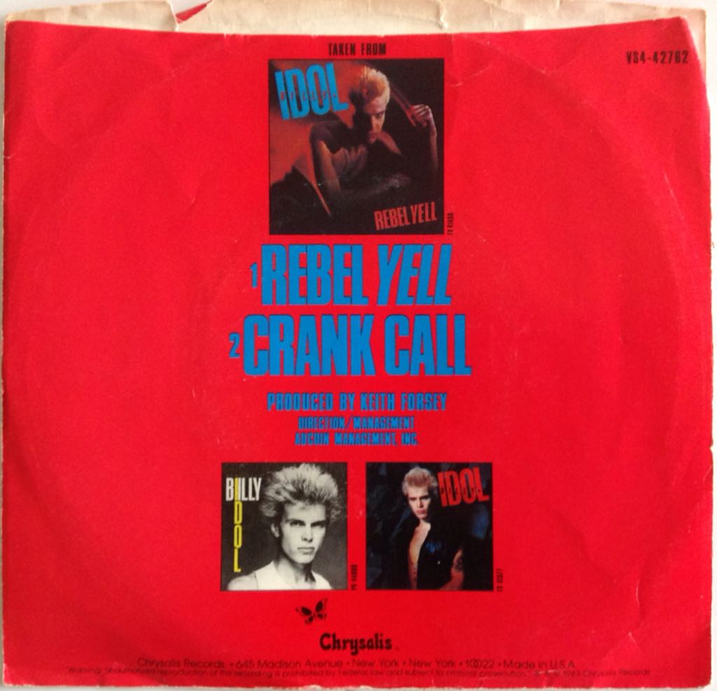 Rebel Yell - Idol, Billy (7”) music collectible - Main Image 2