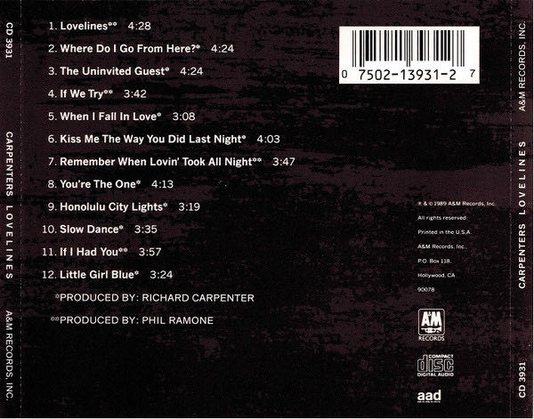 Lovelines - Carpenters (CD - 47) music collectible [Barcode 082839528221] - Main Image 2