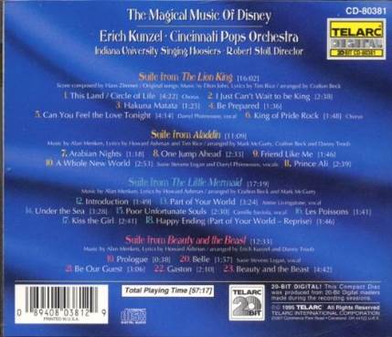 The Magical Music of Disney (Cincinnati Pops, Erich Kunzel) - Cincinnati Pops Orchestra, Erich Kunzel (CD - 57.17) music collectible [Barcode 089408038129] - Main Image 2