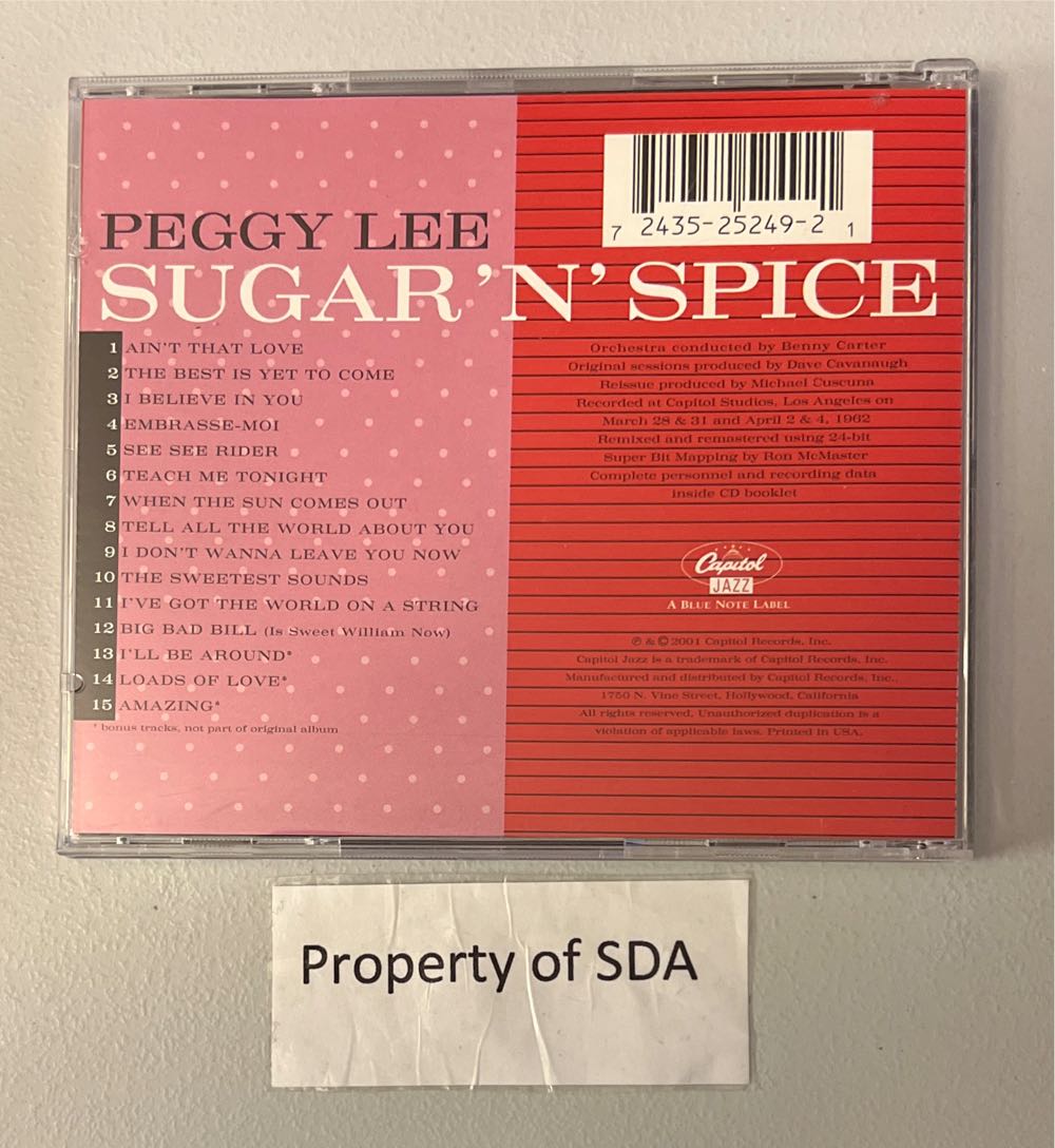 SugarnSpice - Peggy Lee (CD) music collectible [Barcode 724352524921] - Main Image 2