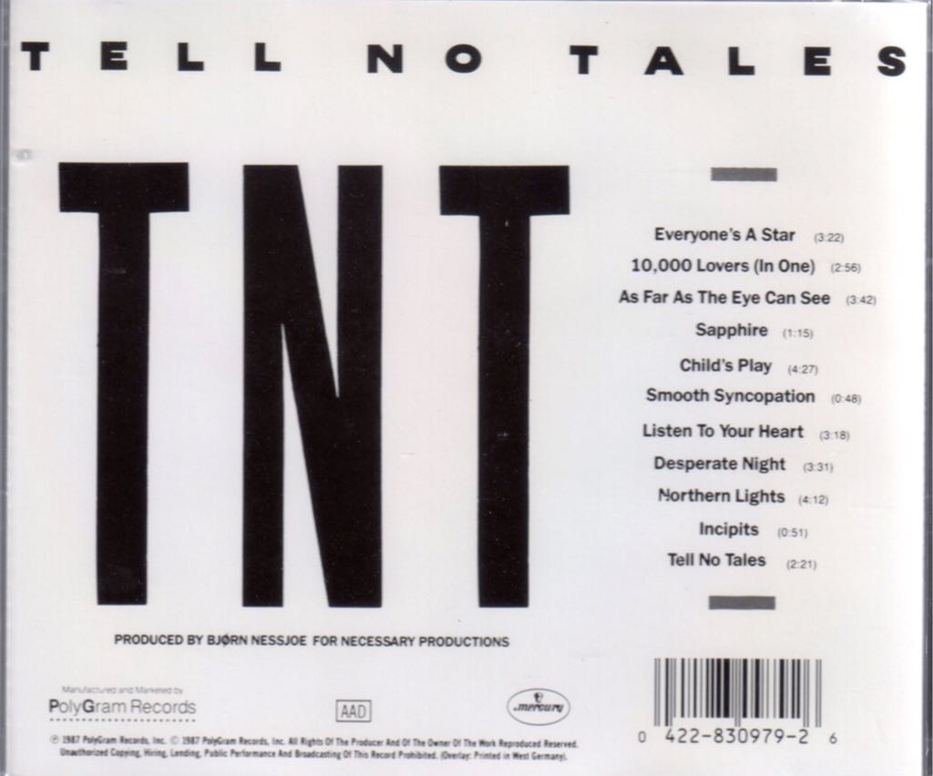 Tell No Tales - TNT (CD - 30) music collectible - Main Image 2