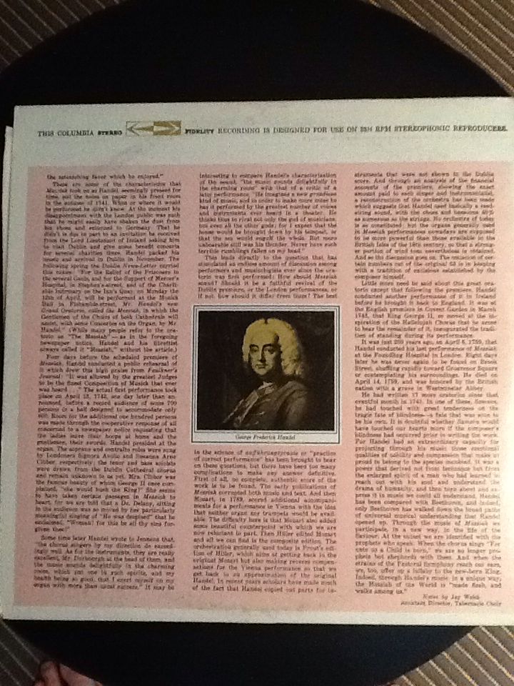 Messiah - George Frederick Handel (12”) music collectible [Barcode 056775022525] - Main Image 2