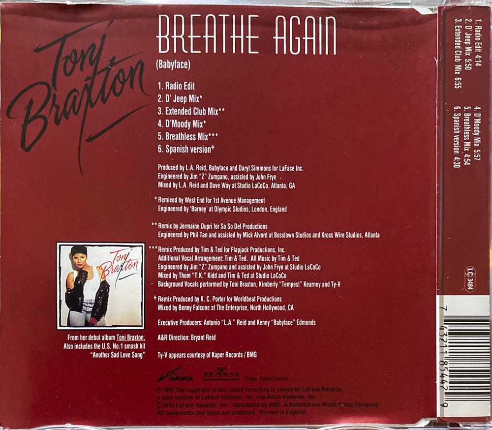 Breathe Again - Toni Braxton (CD) music collectible [Barcode 743211854429] - Main Image 2