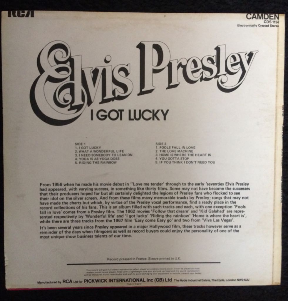 I Got Lucky - Elvis Presley (12”) music collectible - Main Image 2