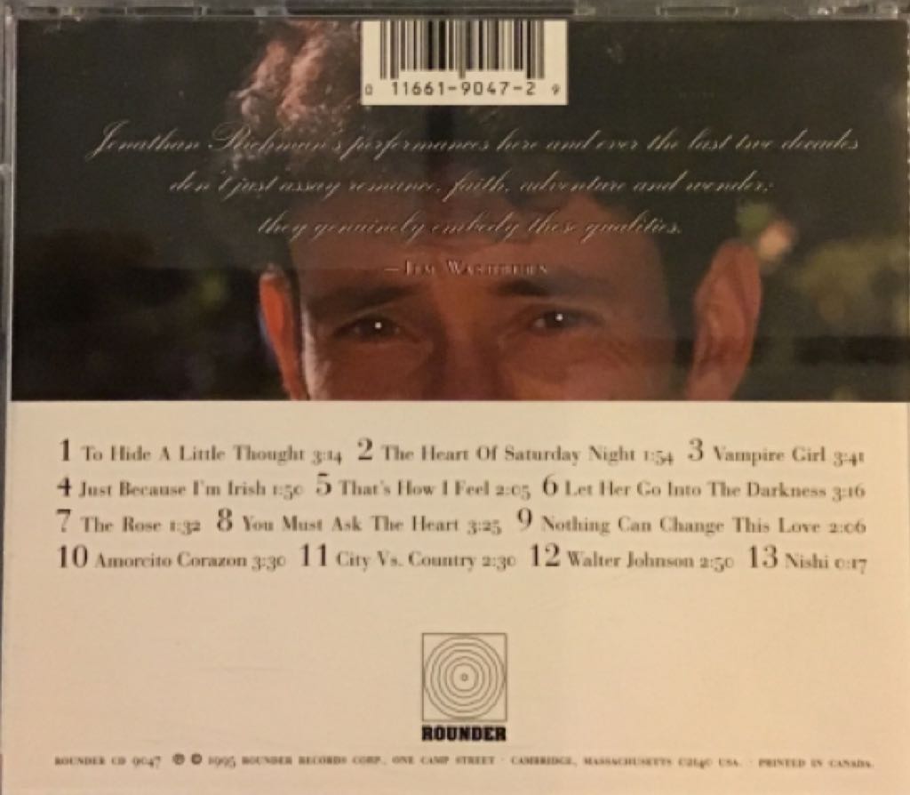 You Must Ask The Heart - Richman, Jonathan (CD) music collectible [Barcode 011661904729] - Main Image 2