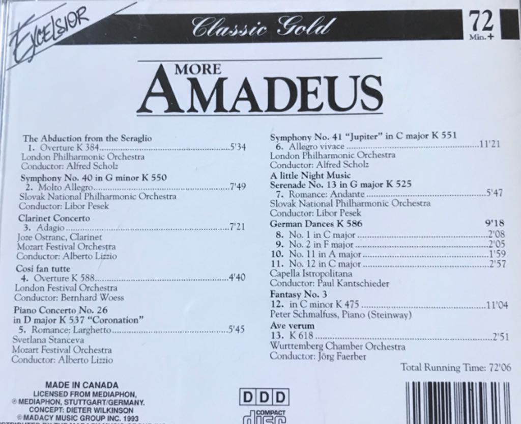 More Amadeus-- EpSoundtrack Music - Mozart (CD) music collectible [Barcode 056775425623] - Main Image 2