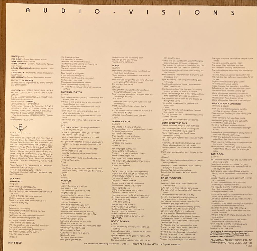 Audio-Visions - Kansas (12” - 43) music collectible - Main Image 3