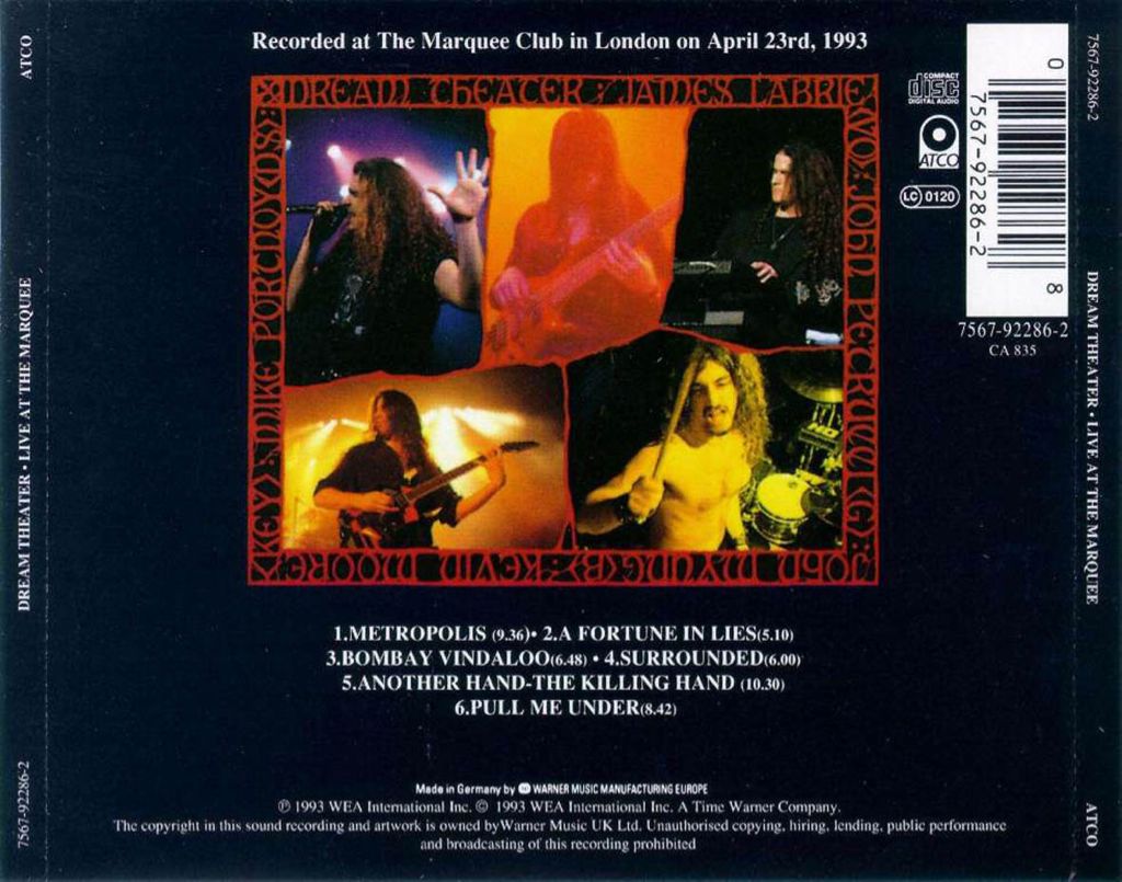 1993 Live at the Marquee - Dream Theater (CD - 47) music collectible [Barcode 075679228628] - Main Image 2
