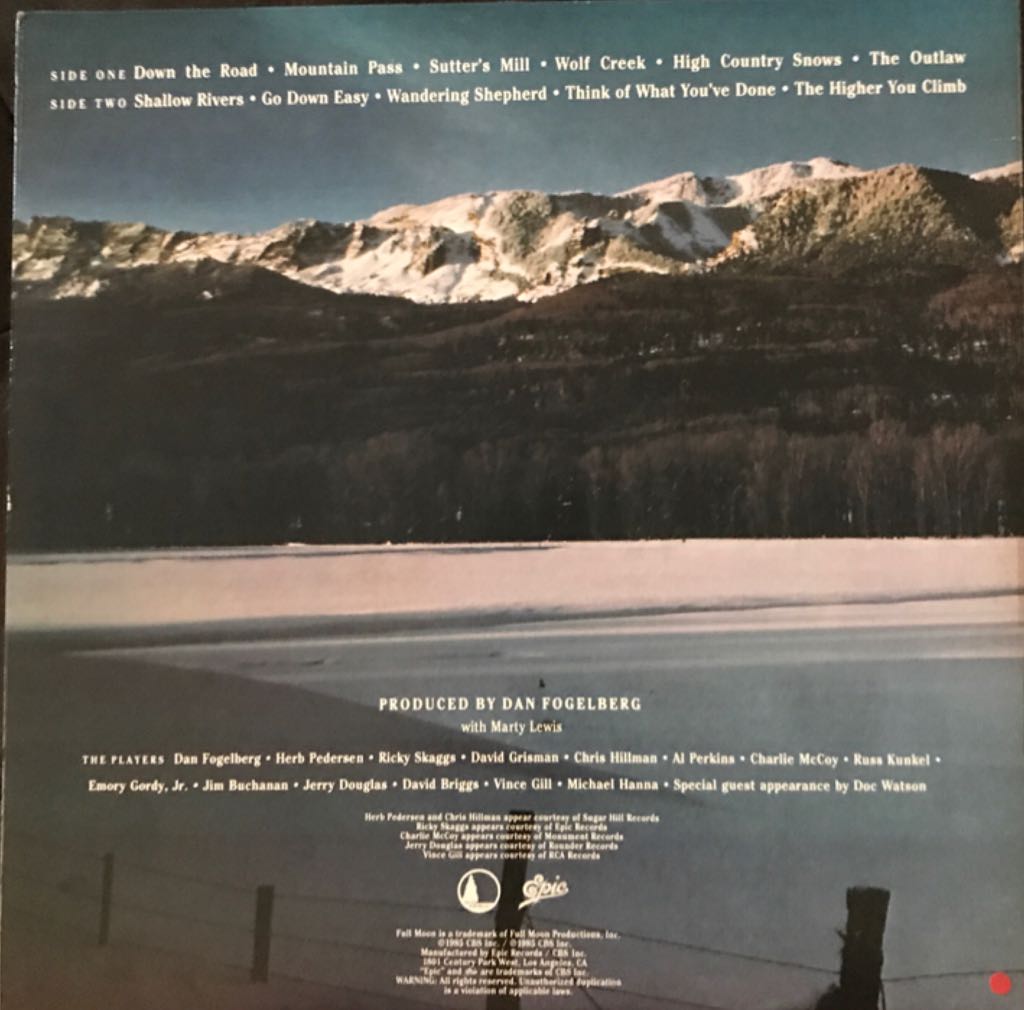 High Country Snows - Fogelberg, Dan (12”) music collectible - Main Image 2