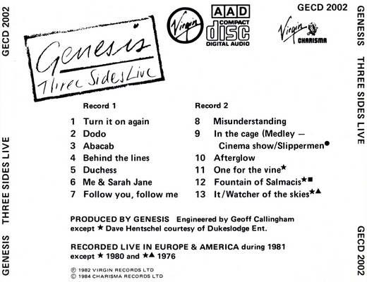 Three Sides Live - Genesis Phil Collins (CD - 91) music collectible [Barcode 5012984520226] - Main Image 2