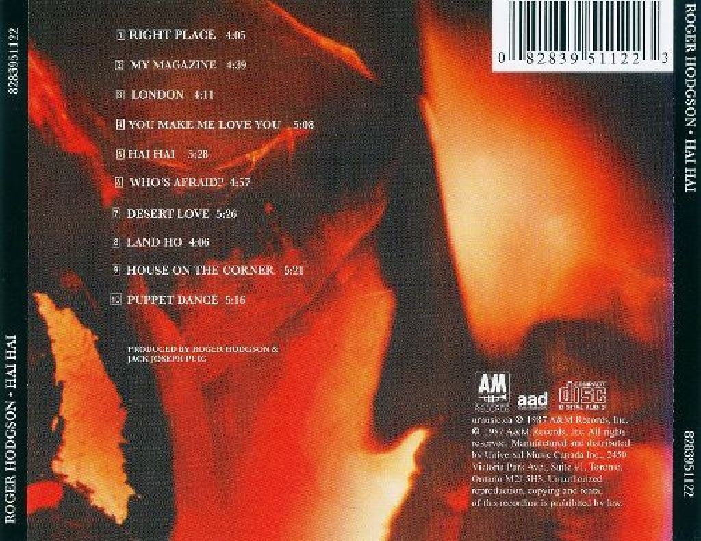 Hai Hai - Hodgson, Roger (CD) music collectible [Barcode 075021511224] - Main Image 2