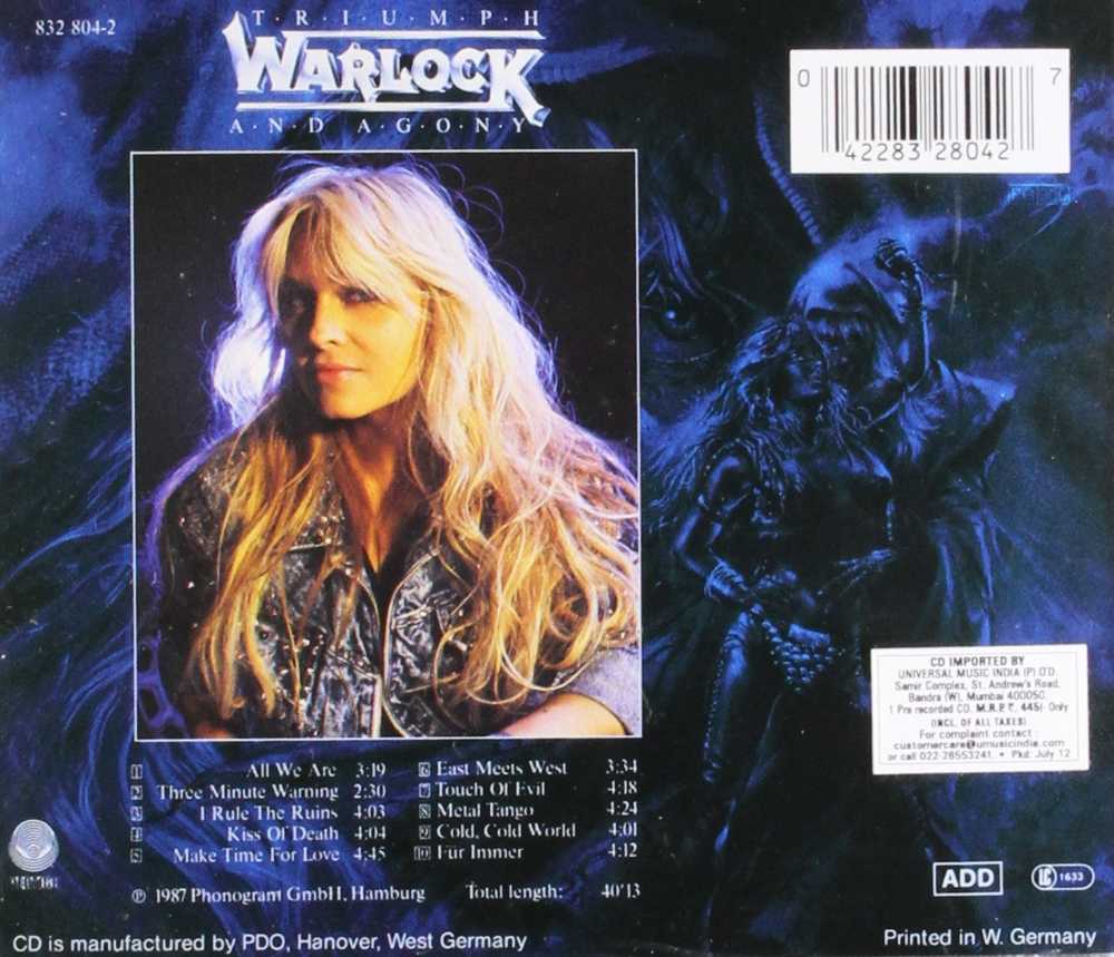 Triumph And Agony - Warlock (CD - 39.56) music collectible [Barcode 042283280427] - Main Image 3