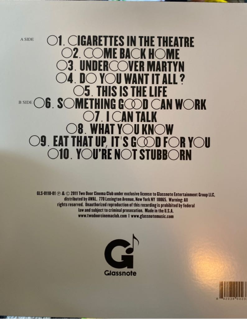 Tourist History - Two Door Cinema Club (12” - 32) music collectible [Barcode 892038002336] - Main Image 2