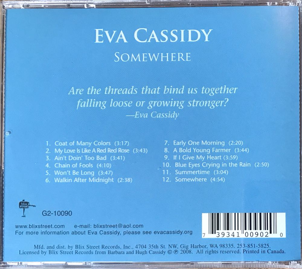 Somewhere - Eva Cassidy (CD - 43) music collectible [Barcode 739341009020] - Main Image 3