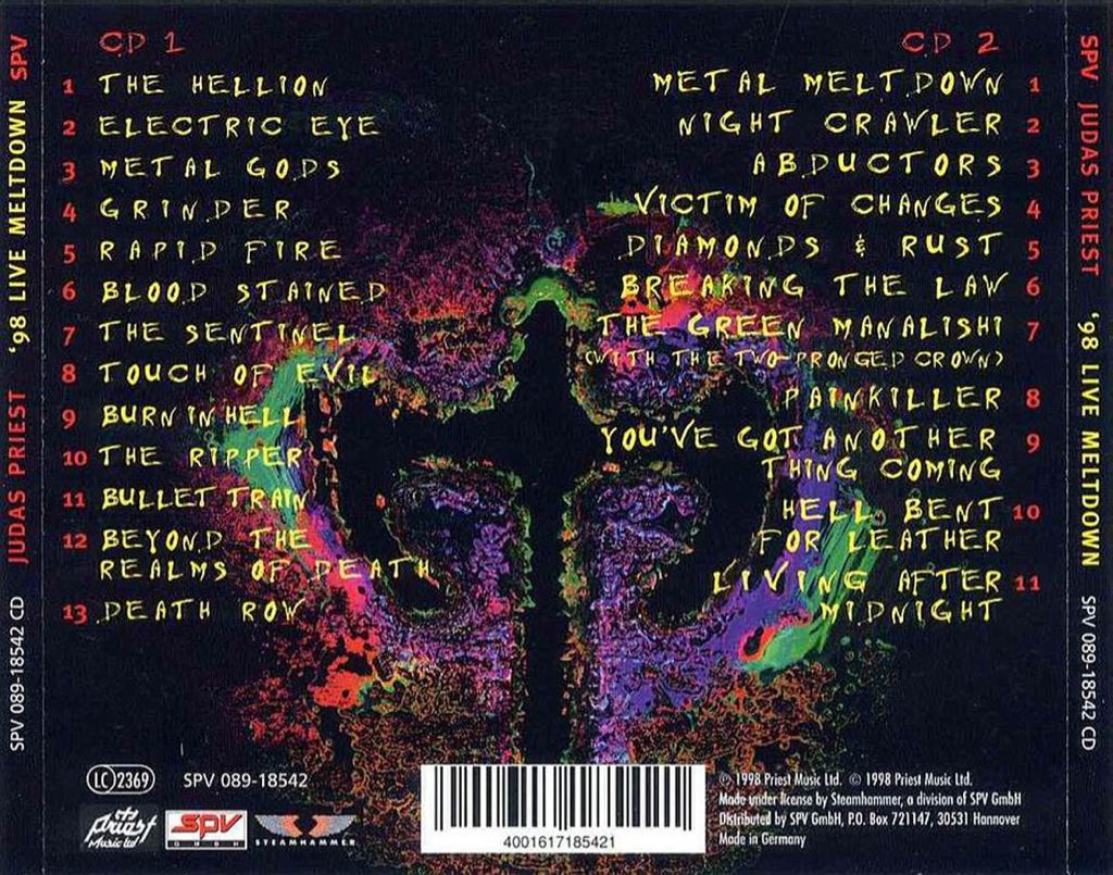 ‘98 Live Meltdown - Judas Priest (CD - 122) music collectible [Barcode 4001617185421] - Main Image 2