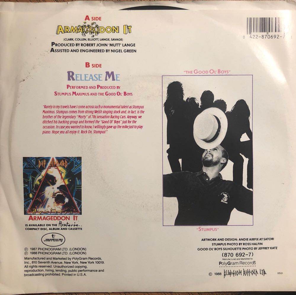 45 Armageddon It ! - Def Leppard (7” - 9) music collectible [Barcode 042287069271] - Main Image 2