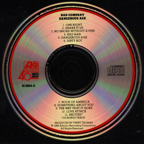 Dangerous Age - Bad Company (CD-R - 44) music collectible [Barcode 075678188428] - Main Image 3