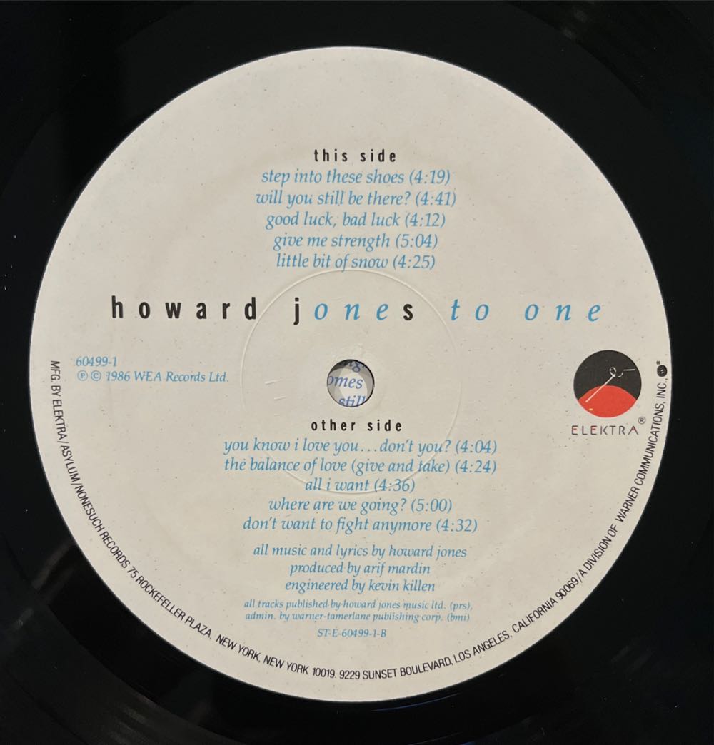 One To One - Jones, Howard (12” - 46) music collectible [Barcode 022924200915] - Main Image 3