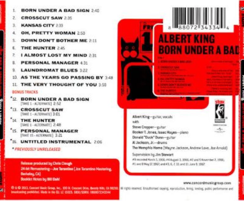Born Under A Bad Sign (Stax Remasters) - Albert King (CD - 34) music collectible [Barcode 888072343344] - Main Image 2