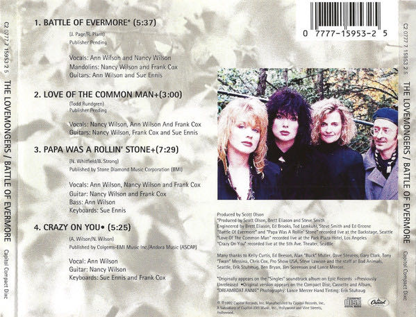 Battle Of Evermore - Lovemongers (CD) music collectible [Barcode 077771595325] - Main Image 2