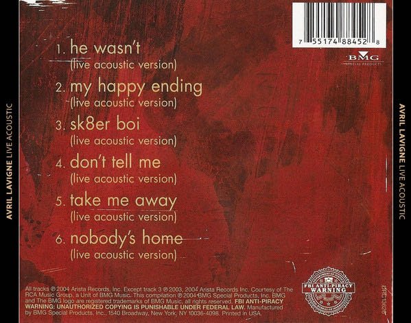 Avril Live Acoustic - Avril Lavigne (CD) music collectible [Barcode 755174884528] - Main Image 4