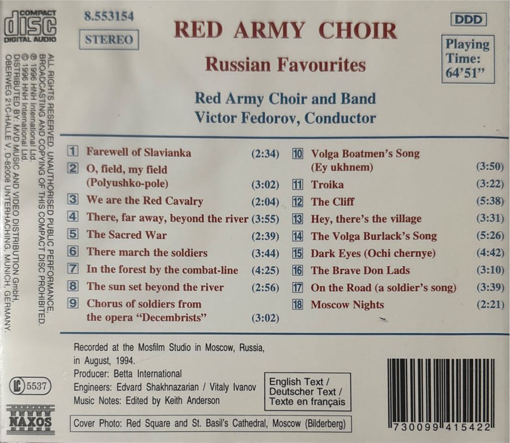 Red Army Choir: Russian Favourites - Red Army Choir (CD) music collectible [Barcode 730099415422] - Main Image 2